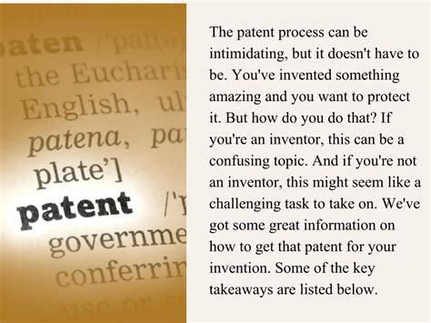 PPT The Patent Process How To Get A Patent For Your Invention