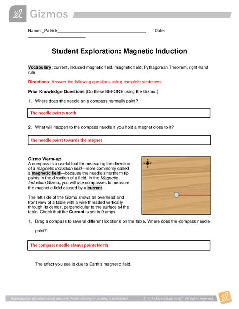 Gizmo Magnetism Answer Key