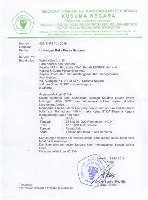 Contoh Surat Undangan Untuk Buka Bersama Contoh Surat Riset