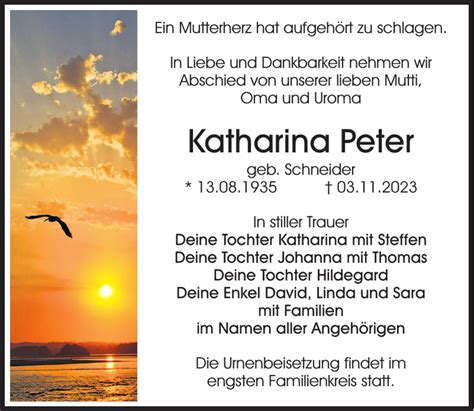 Katharina Peter Traueranzeige S Chsische Zeitung