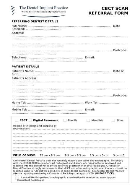 Cbct Referral Fill Online Printable Blank Doc Template Pdffiller