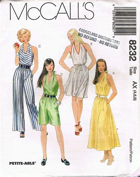 Size Misses Jumpsuit Sewing Pattern V Neck Halter Jumpsuit Pattern