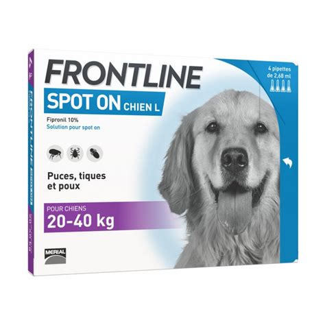 Frontline Spot On Chien L 20 40 Kg 6 Pipettes