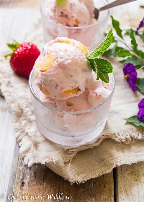 No Churn Strawberry Peach Ice Cream