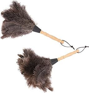 Amazon Ostrich Feather Duster 2Pcs Grey Soft Feather Duster