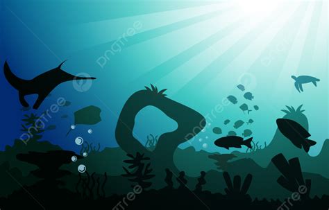 Wildlife Fish Sea Animals Ocean Underwater Aquatic Flat Illustration