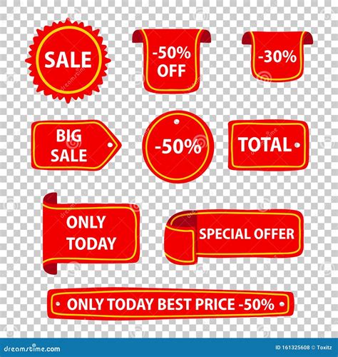 Various Shapes Of Discount Badges Price Tag And Label Stock