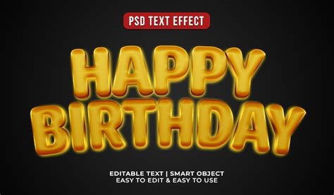 Effet De Texte D Anniversaire Heureux Modifiable PSD Gratuite