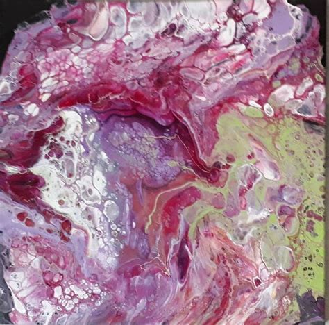 Pouring Grün Weiß Magenta Malerei von Sigrid Baul bei KunstNet