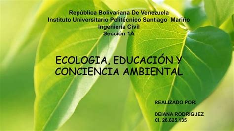 Ecolog A Y Educaci N Ambiental Ppt