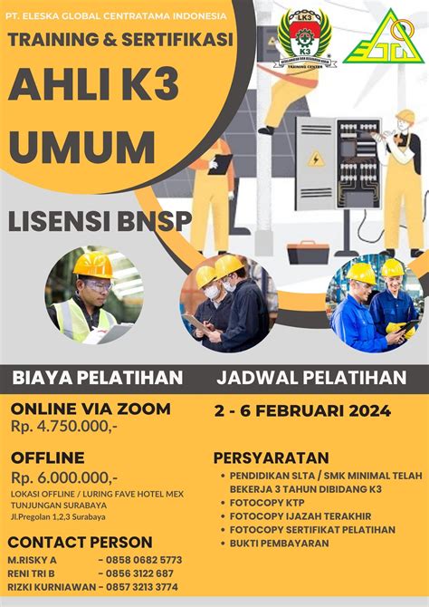 Pelatihan And Sertifikasi Ahli K3 Umum Lisensi Bnsp