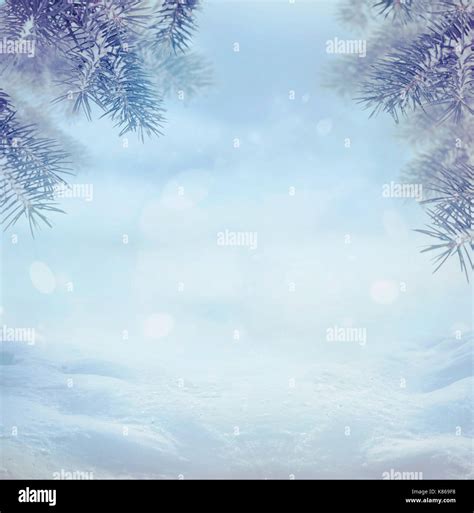 Winter background. Winter snow landscape with snow flakes Stock Photo ...