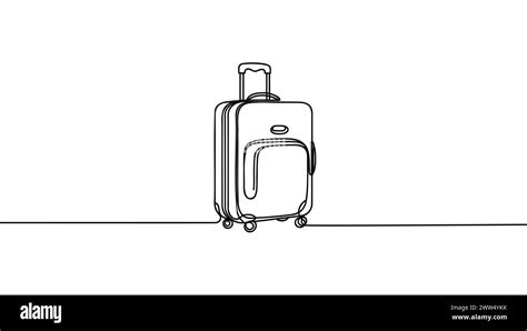 Travel Suitcase In Continuous Line Drawing Style Luggage Valise With