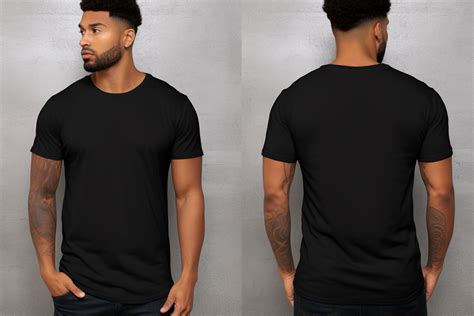 Front And Back View Of A Black T Shirt Graphic By Illustrately