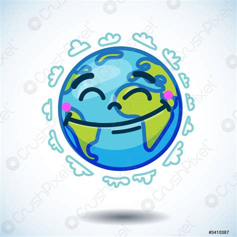 Smiling Globe Earth In Cartoon Doodle Stock Vector Crushpixel