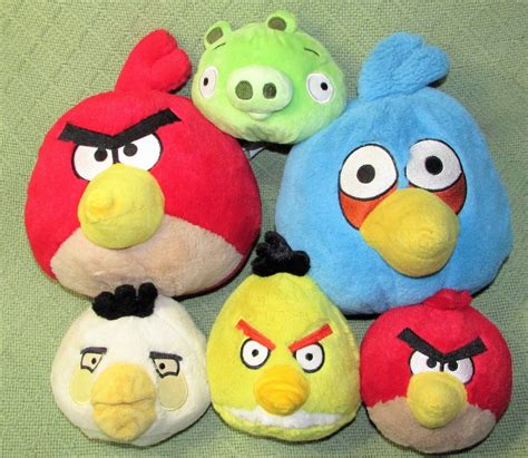 ANGRY BIRDS PLUSH LOT OF 7 COMMONWEALTH GREEN PIG BLUE RED YELLOW WHITE ...