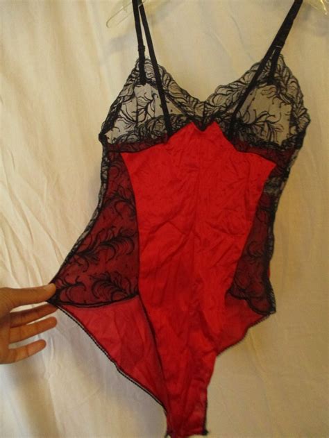 Vintage Lingerie Red Lace Teddy Once Piece Body Chic Gem
