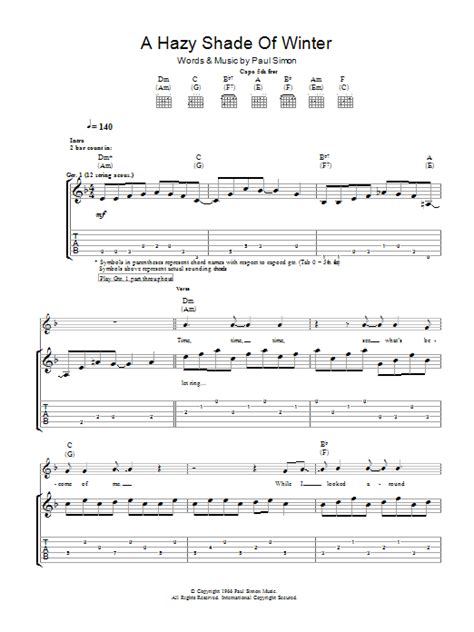 A Hazy Shade Of Winter By Simon And Garfunkel Guitar Tab Guitar Instructor