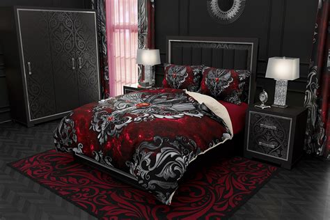 Gothic Ankh Bedding Set Victorian Goth Duvet Cover Comforter And Pillow