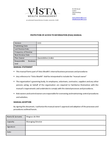 Fillable Online Vista Wealth Managementfinancial Advicestockbroking Fax