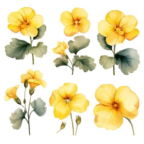 Premium Vector Beautiful Watercolor Primrose Flowers Clipart And