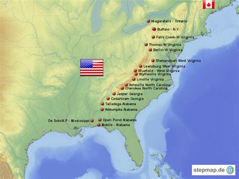 USA der Osten von BummelmitPummel Landkarte für Nordamerika