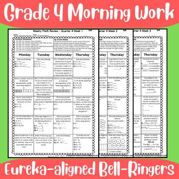 Grade Eureka Math Spiral Review Morning Work Year Long Growing