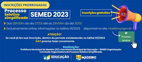 Inscrições Prorrogadas Para O Processo Seletivo Simplificado Semed 2023