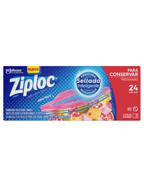 ZIPLOC BOLSAS PLÁSTICAS MEDIANA 18X19CM 24 UNIDADES Clean Way