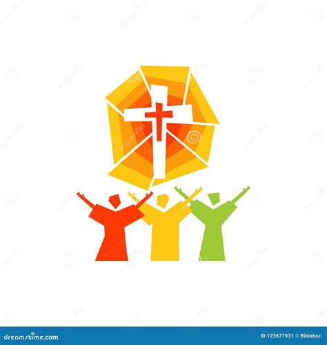 Music Logo Christian Symbols The Believer Worships Jesus Christ Sings The Glory To God Stock