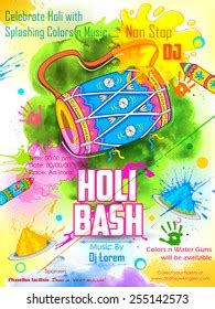 Illustration Dj Party Banner Holi Celebration Stock Vector Royalty