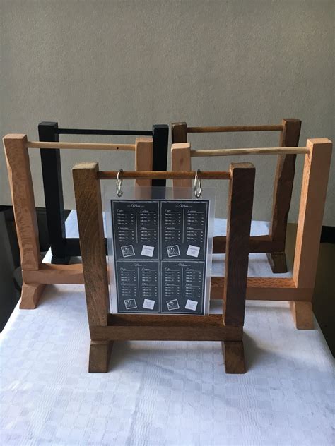 Wooden Double Post Menu Holder Menu Stand Organizer