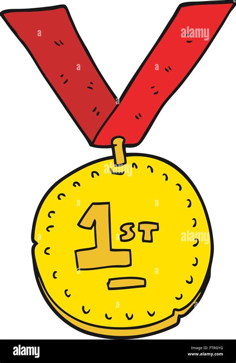 Freehand Drawn Cartoon First Place Medal Stock Vector Image And Art Alamy