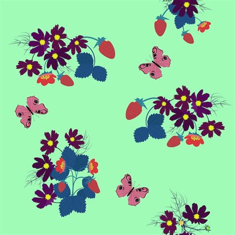 Ilustración de vector de verano transparente con flores de bayas de