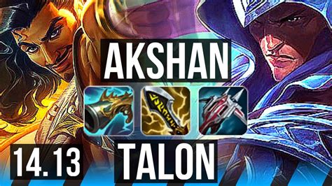 Akshan Vs Talon Mid Solo Kills Winrate K Dmg Godlike