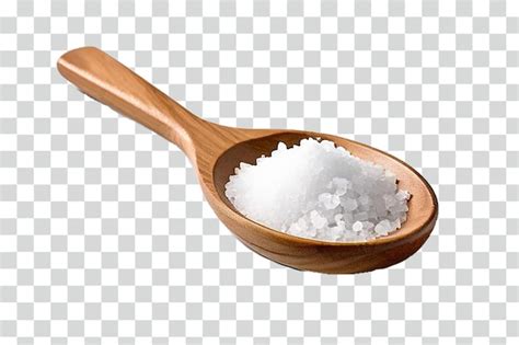 Premium Psd Salt In Wooden Spoon Isolated On Transparent Background