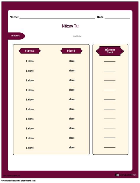 Pracovný List Zložených Slov v Angličtine Storyboard