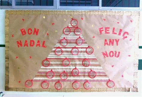 A Bulletin Board With A Christmas Tree Made Out Of Circles And Words