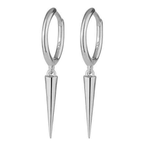 Pair Geometric Tribal Triangle Ear Studs Sterling Silver Earrings Ear