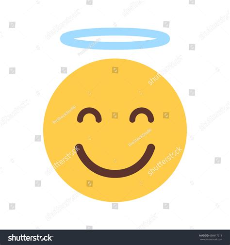 Yellow Smiling Cartoon Face Cute Angel Stock Vector Royalty Free