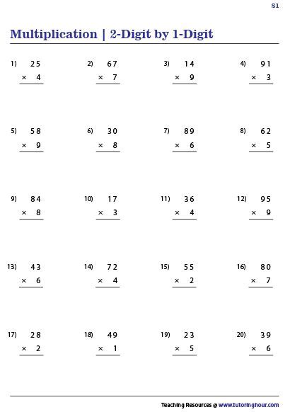 Multiplication By 2 Digit Numbers