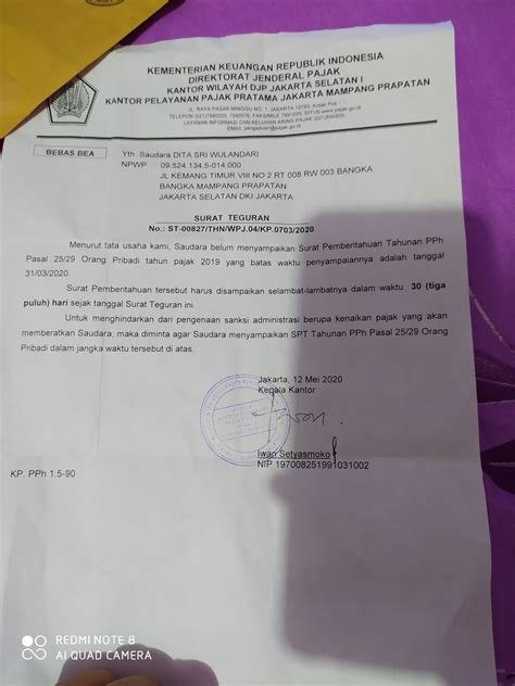 Detail Contoh Surat Teguran Pajak Koleksi Nomer