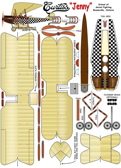 Curtiss Jenny Canadian Trainer Paper Models Paper Airplane Models