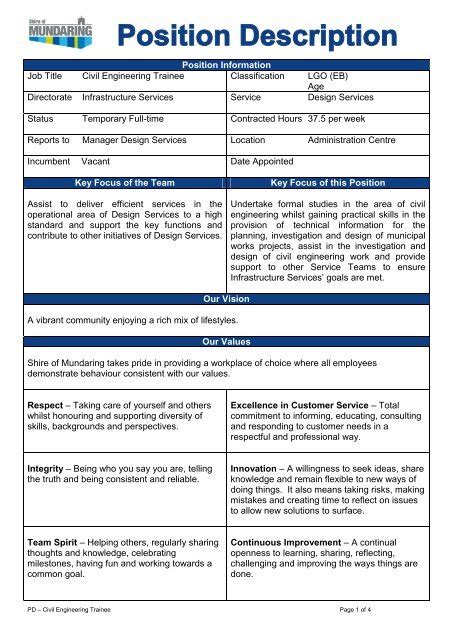 Position Information Job Title Civil Engineering Trainee ...