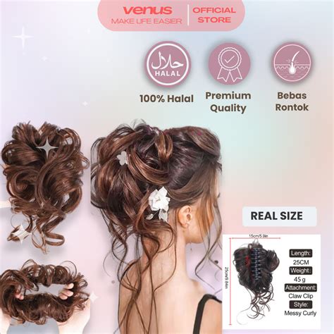 Jual VENUSJKT Karet Ikat Rambut Palsu Sintetis Curly Premium Hair Bun