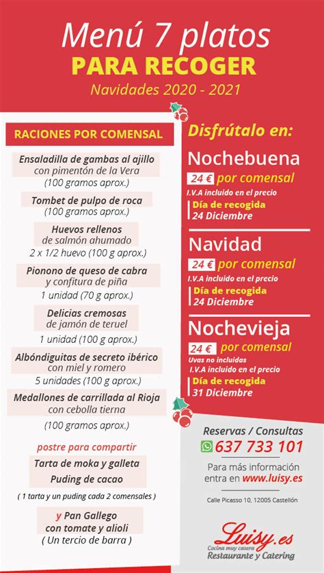 Menus Para Recoger Navidad 2020 Restaurante Luisyes