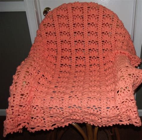 Handmade Crochet Bright Peach Flower Petal Baby Blanket Etsy Uk