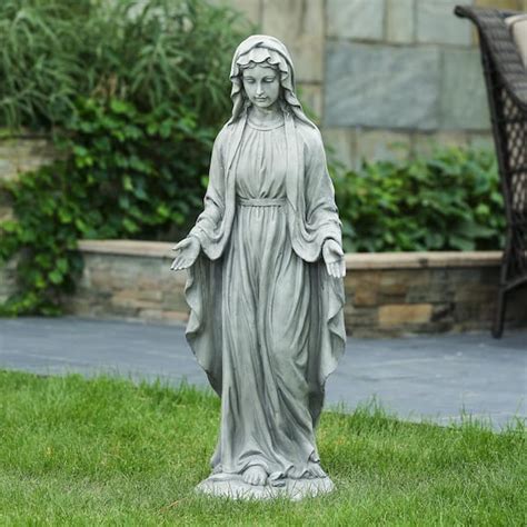 Luxenhome Gray Mgo Virgin Mary Garden Statue Wh004 The Home