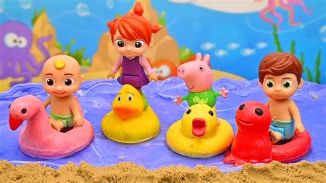 Peppa Pig Cocomelon Friend Go To Beach Playing Sand Pretend Play