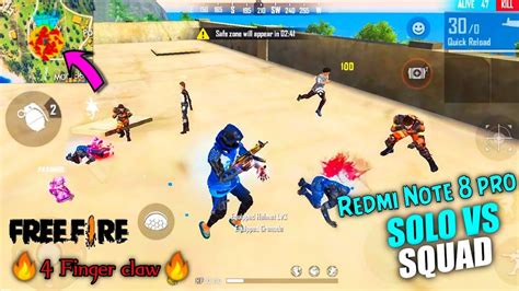 OMG Kill Solo Vs Squad OverPower Gameplay Garena Free Fire Redmi